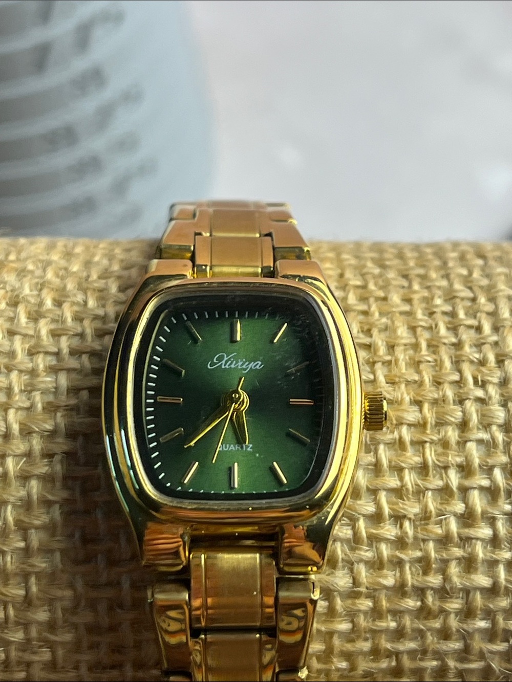 Xiriya Gold Tone Watch with Green Dial 22mm